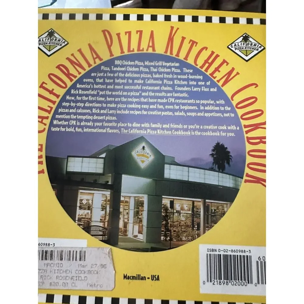 California Pizza Kitchen Cookbook by Rosenfield, Rick;‎ Flax, Larry LIKE NEW